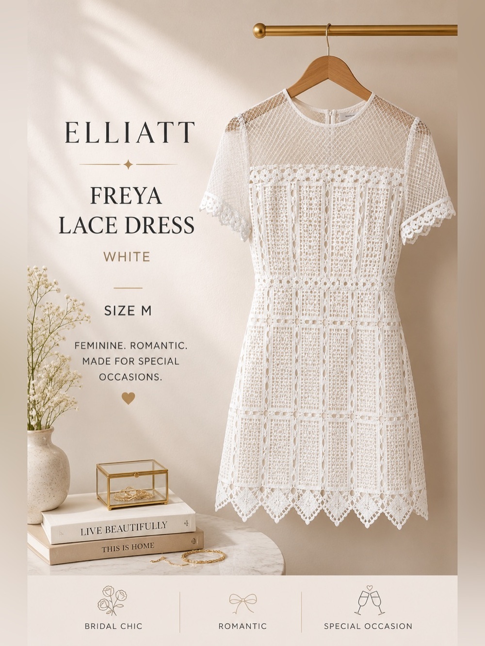 Elliatt Freya Lace Mini Dress White Size Medium